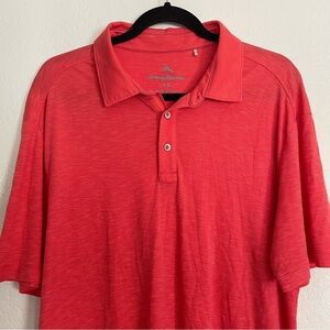 Tommy Bahama Red-Orange Tencel Polo L